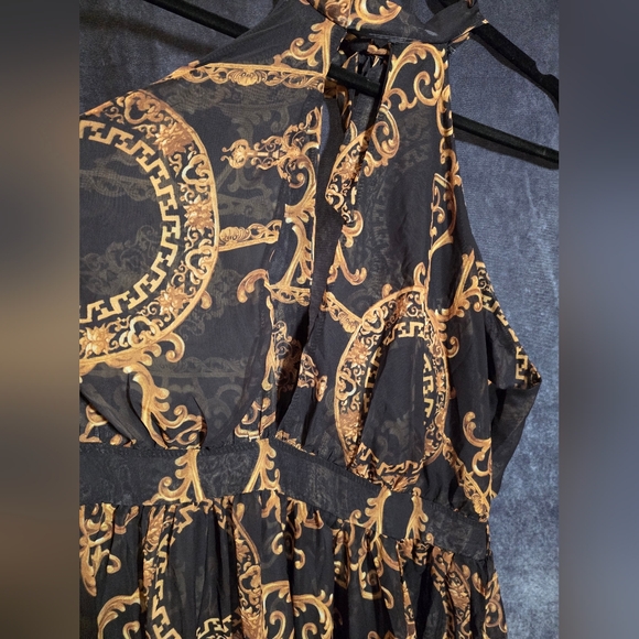 Boohoo Black and Gold Sheer Maxi Swimsuit Cover Up - Picture 7 of 13